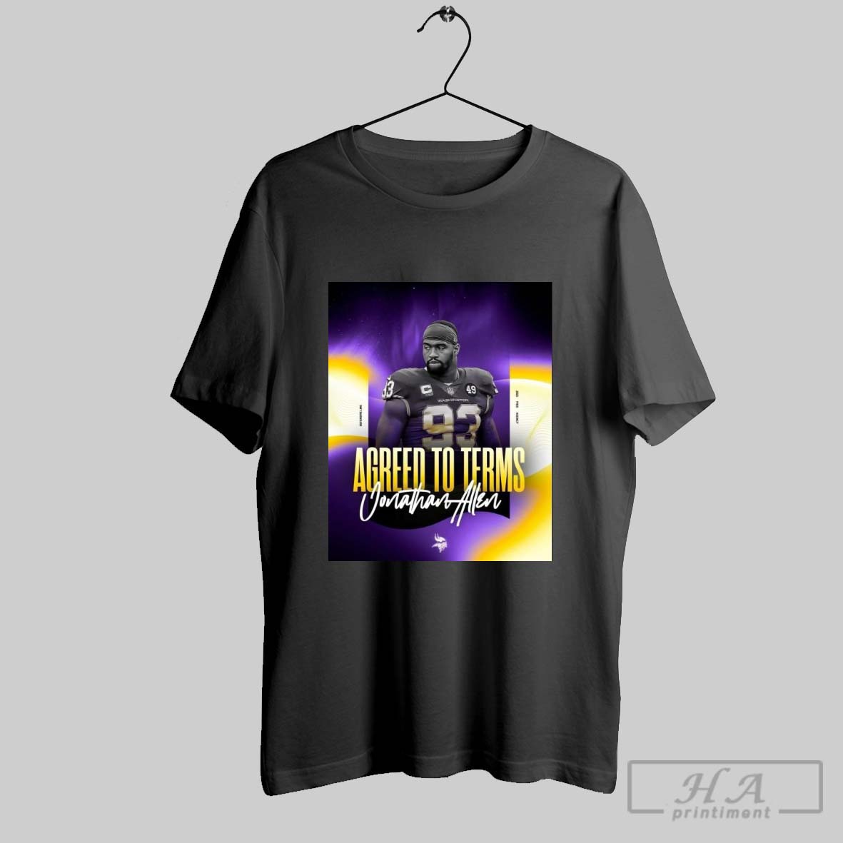 Official Poster Nfl Minnesota Vikings Defensive Line Jonathan Allen Agreed To Terms 2025 Free Agency T Shirt