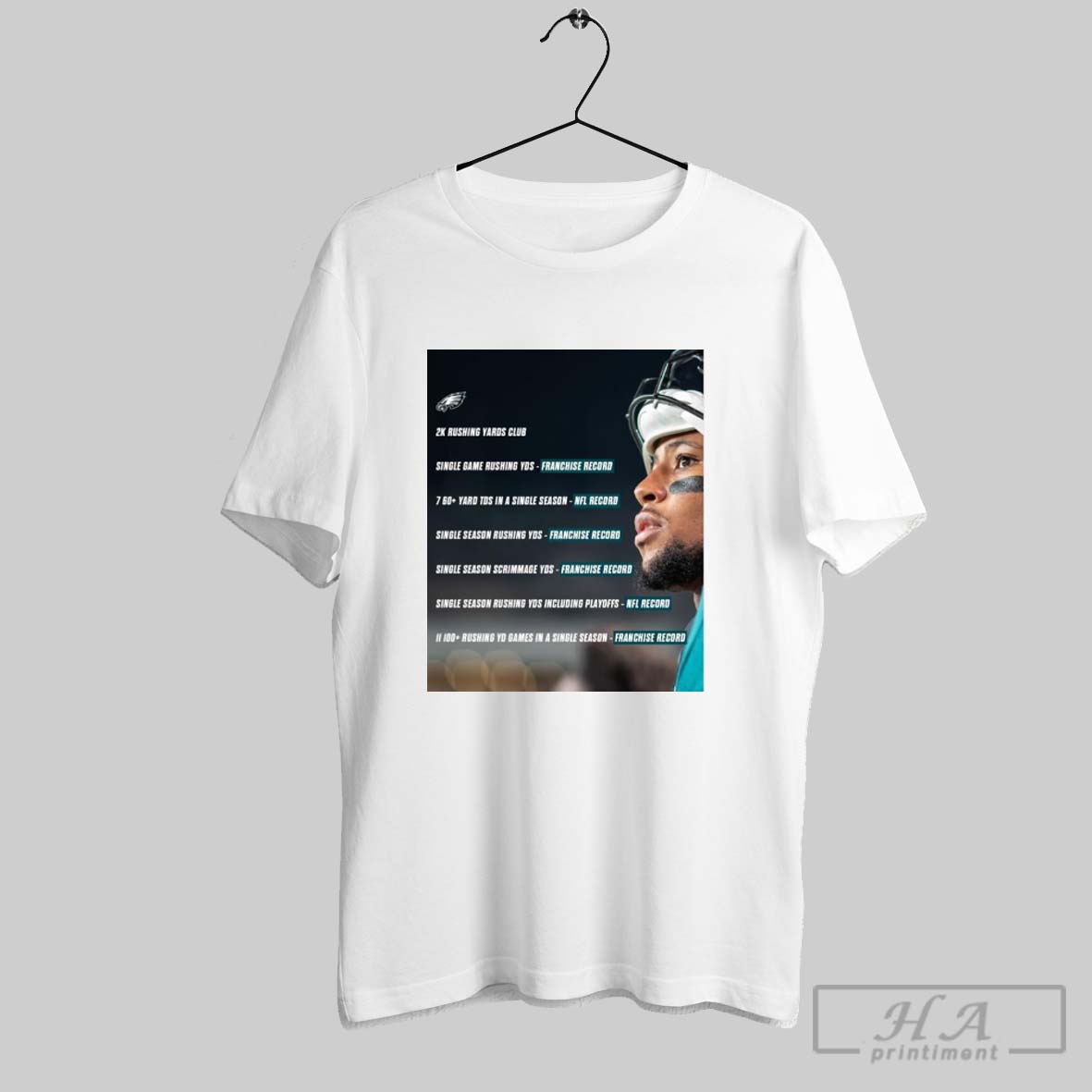 Philadelphia Eagles 2k Rushing Yards Club Single Game Rushing Yds Franchise Record 760 Yard Tds In A Single Season Nfl Record Poster T Shirt