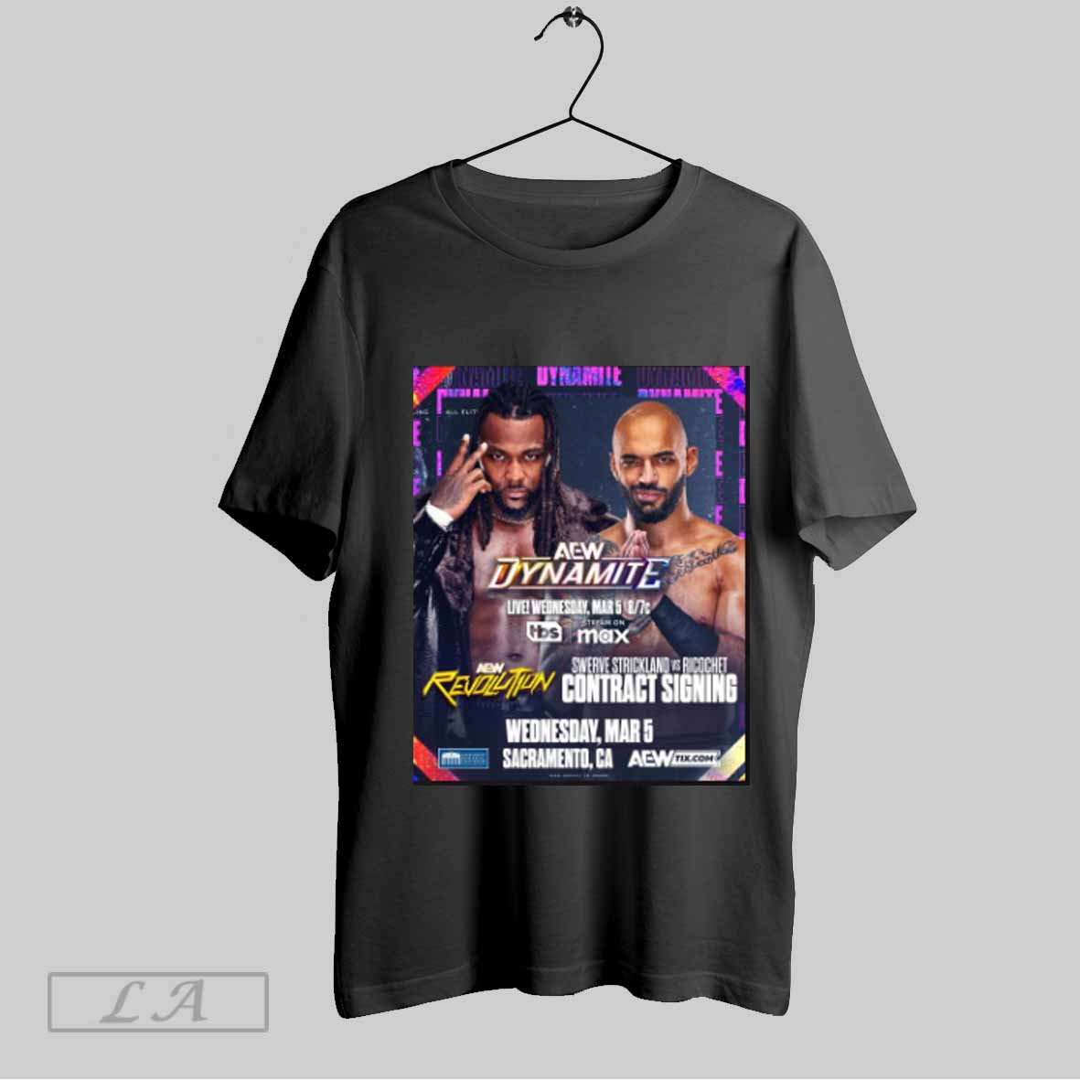 Top Aew Dynamite Swerve Strickland Vs Ricochet Contract Signing Wednesday March 5 2025 Sacramento Ca Poster T Shirt Sweatshirt Hoodie Shirt