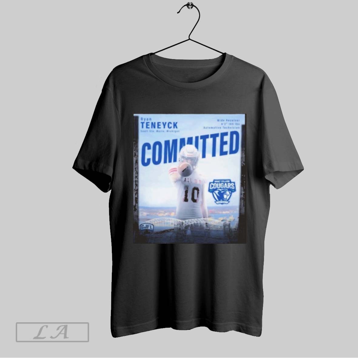 Top Ryan Teneyck Sault Ste Marie Michigan Wide Receiver 6 2 165 Lbs Automotive Technician Committed Sault College Cougars Football Poster T Shirt Sweatshirt Hoodie Shirt