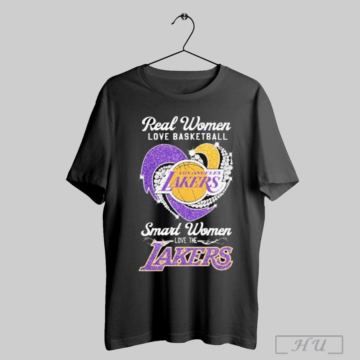 Trendy Real Women Love Basketball Smart Women Love The Los Angeles Lakers Diamond Heart T Shirts Sweatshirt