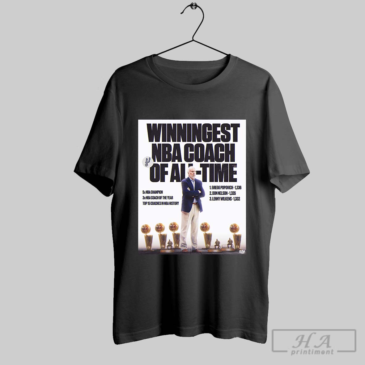 With Tonights Win Over The Jazz Head Coach Gregg Popovich Becomes The Nba All Time Leader In Wins By A Coach Shirt
