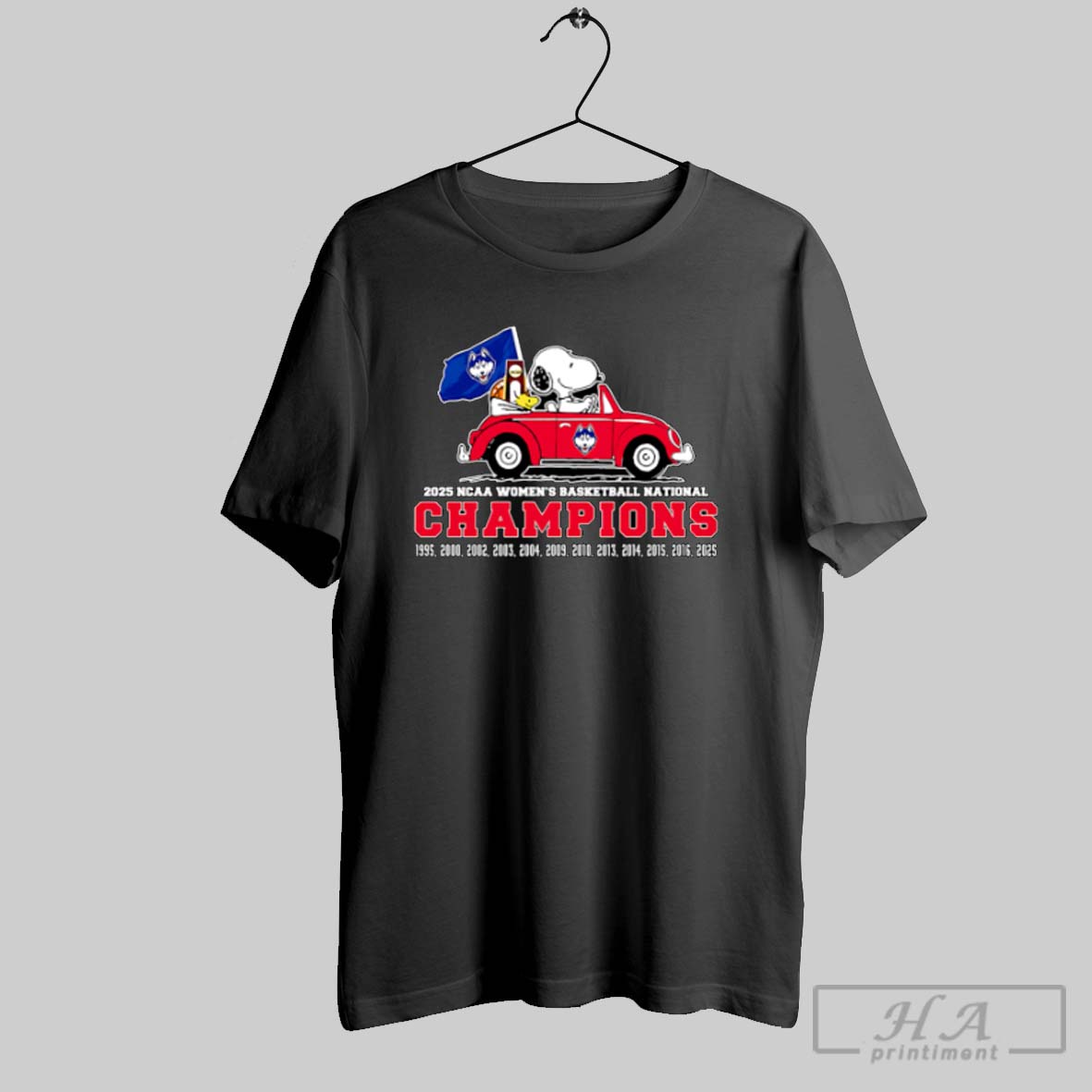 2025 Womens Basketball National Champions Uconn Huskies Snoopy Go By Car Shirt
