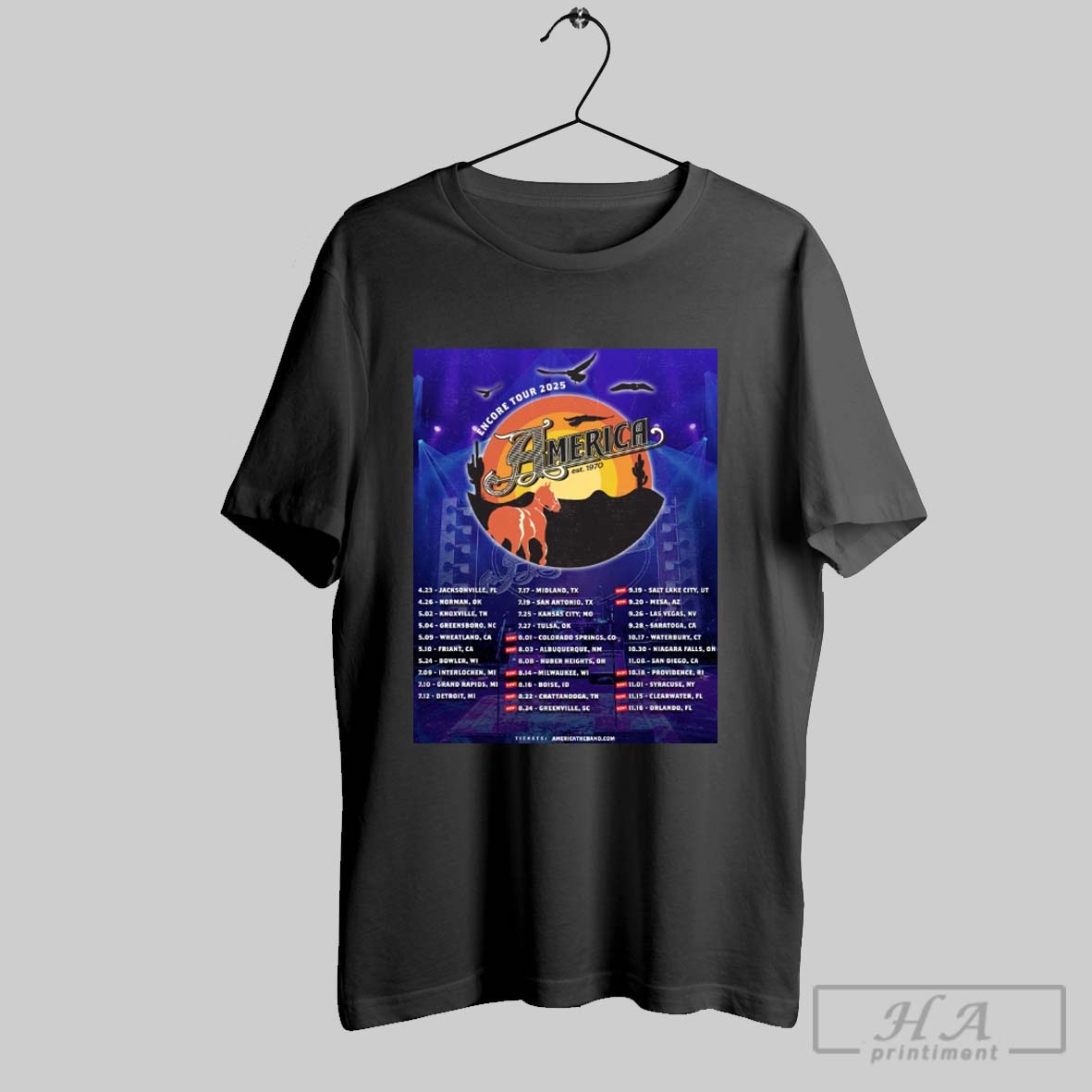 Official America Encore Tour 2025 8 01 Colorado Springs Co 8 03 Albuquerque Nm 8 14 Milwaukee Wi Poster T Shirt
