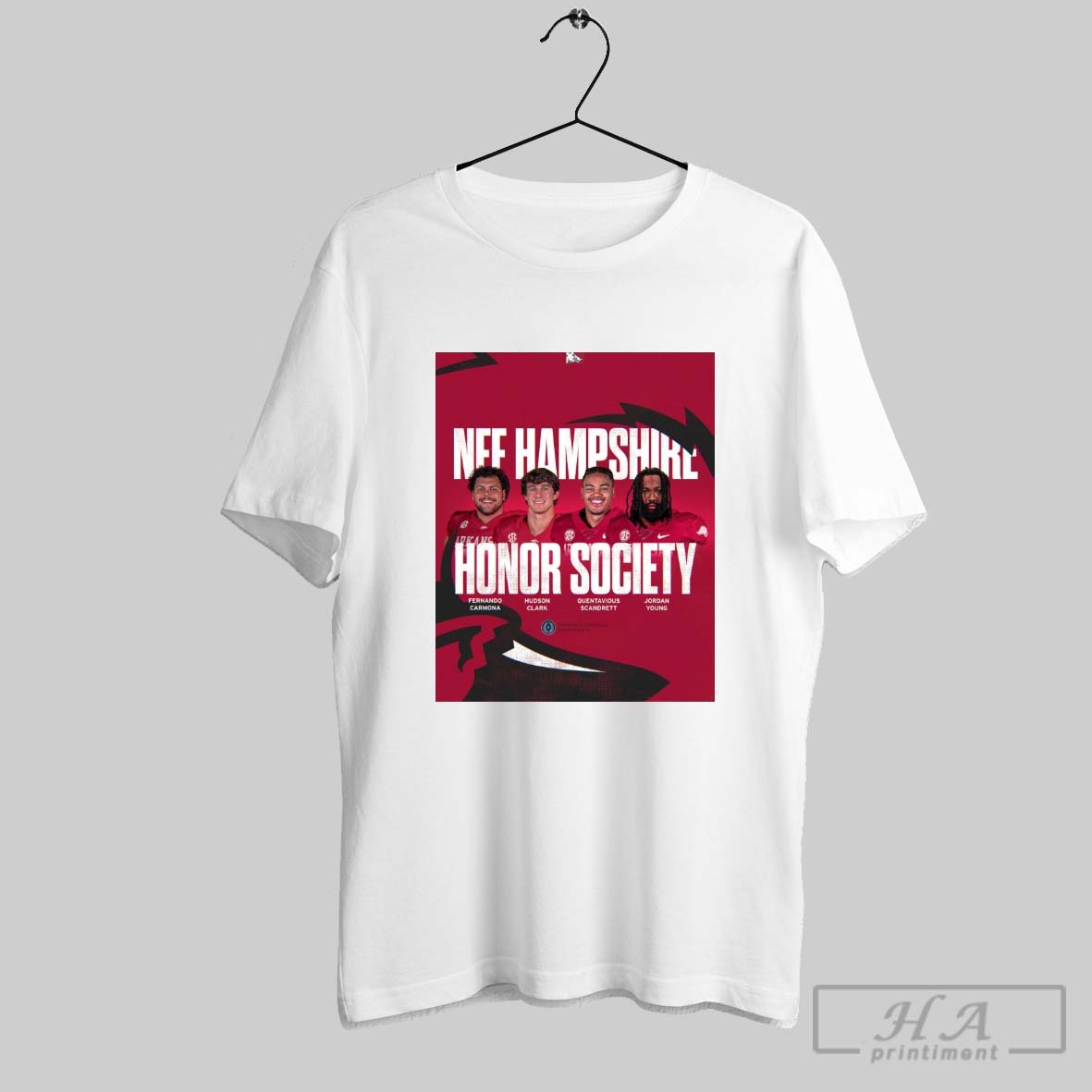 Official Arkansas Razorback Football Nff Hampshire Honor Society Fernando Carmona Hudson Clark Quentavious Scandrett Jordan Young Poster T Shirt