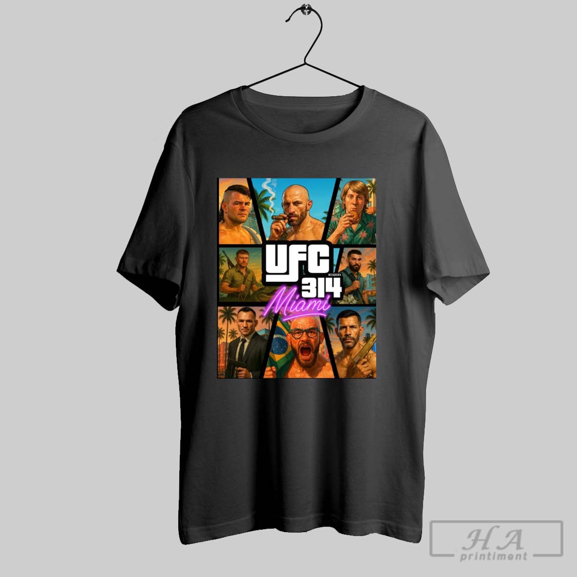 Official Ufc 314 Gta Inspired April 12th 2025 Miami Florida West Till Death Poster T Shirt