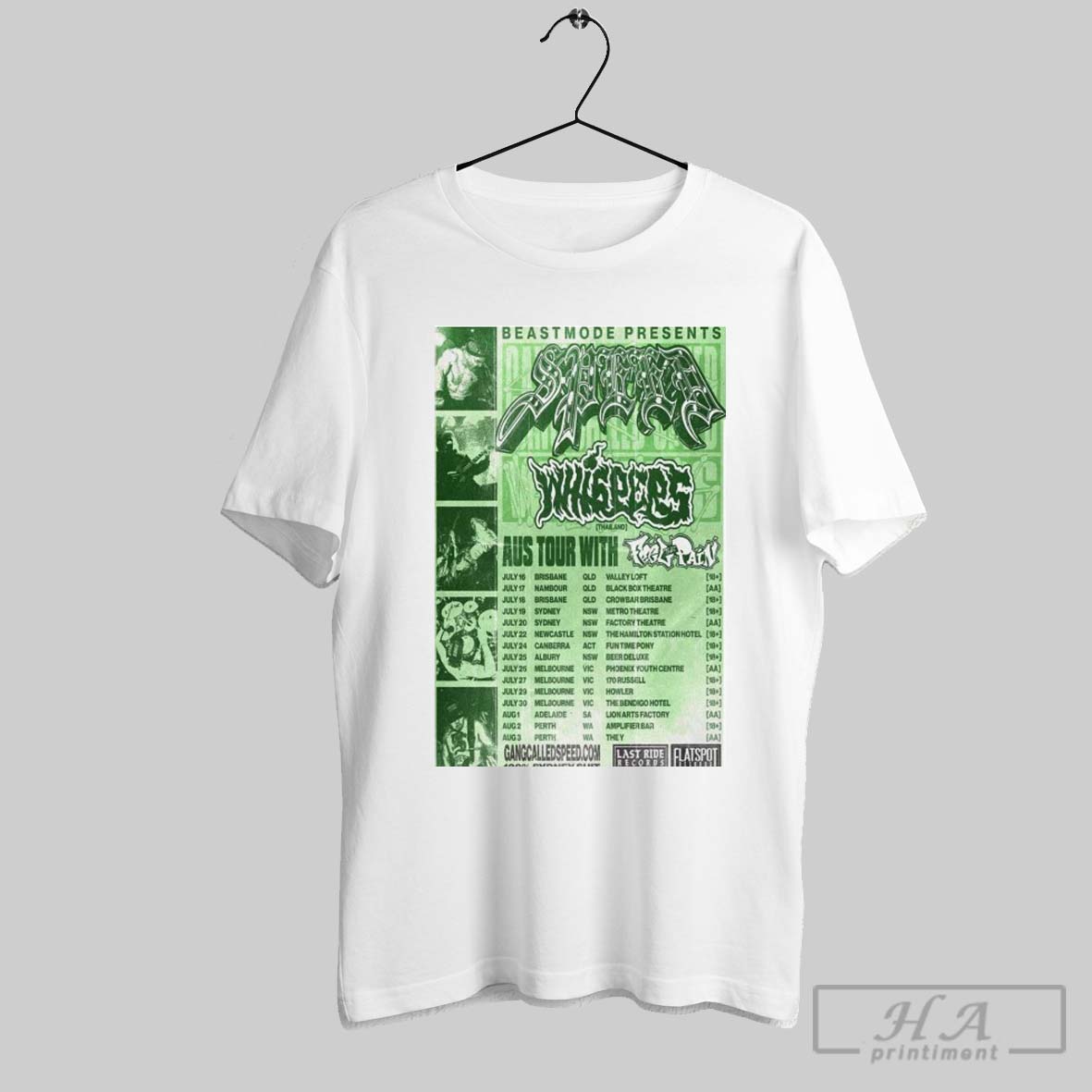 Speed Beastmode Australian Hardcore Tour 2025 T Shirts