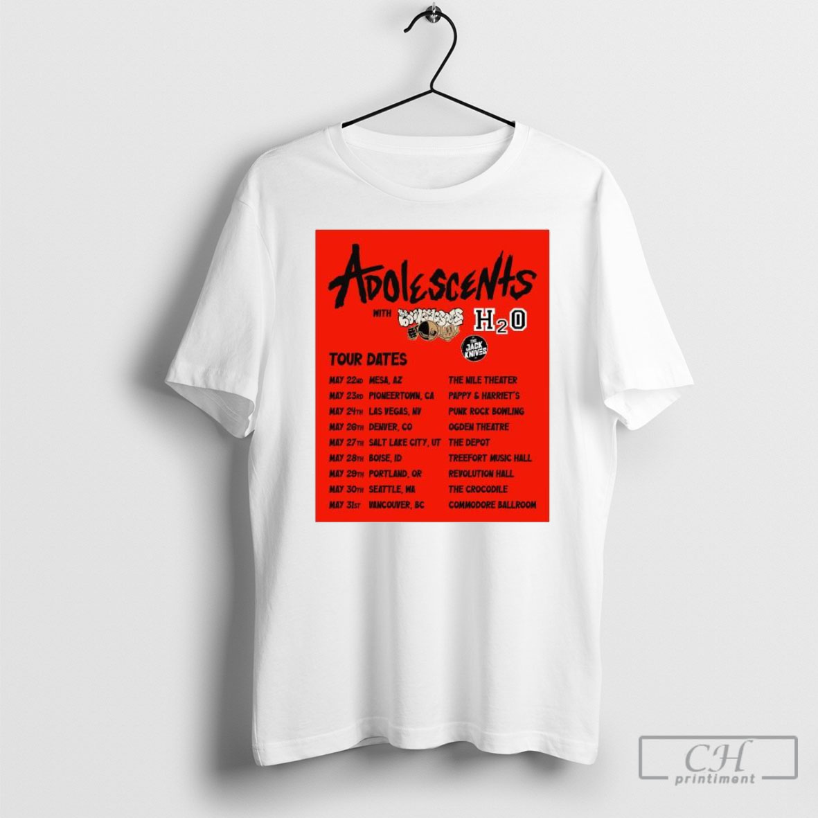 Adolescents With The Nile Underground H2o The Jack Knives Tour Dates May 22 31 2025 Tee Shirt Sweatshirt