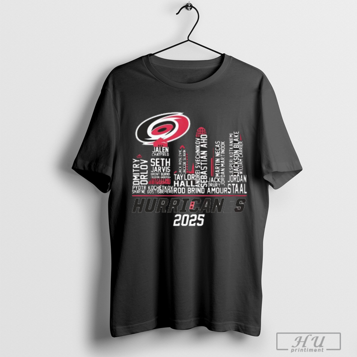 Carolina Hurricanes 2025 Skyline Names Logo T Shirt Sweatshirt