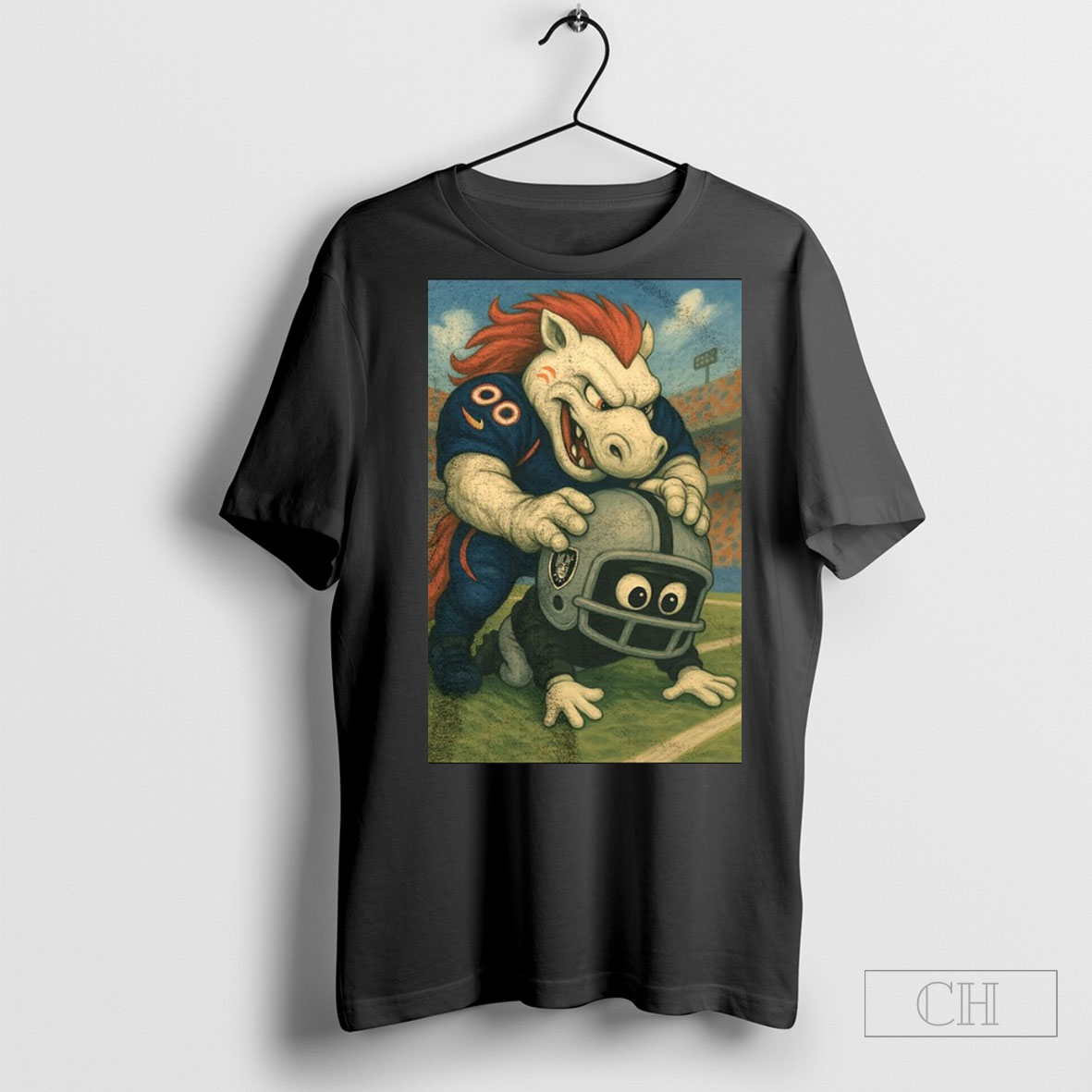 Denver Broncos Vs Las Vegas Raiders Miles On Rusher Mascot Shirt