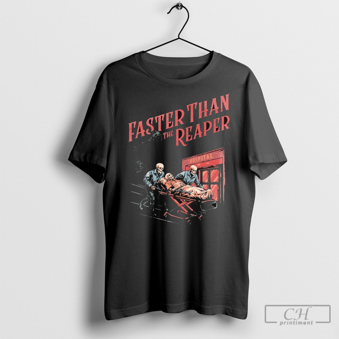 Faster Than The Reaper Hospital Skeletons Tee Shirt