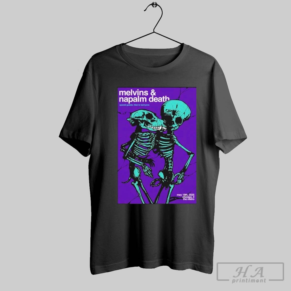 Melvins Napalm The Metro Chicago Tour Death May 19 2025 Skeleton T Shirts