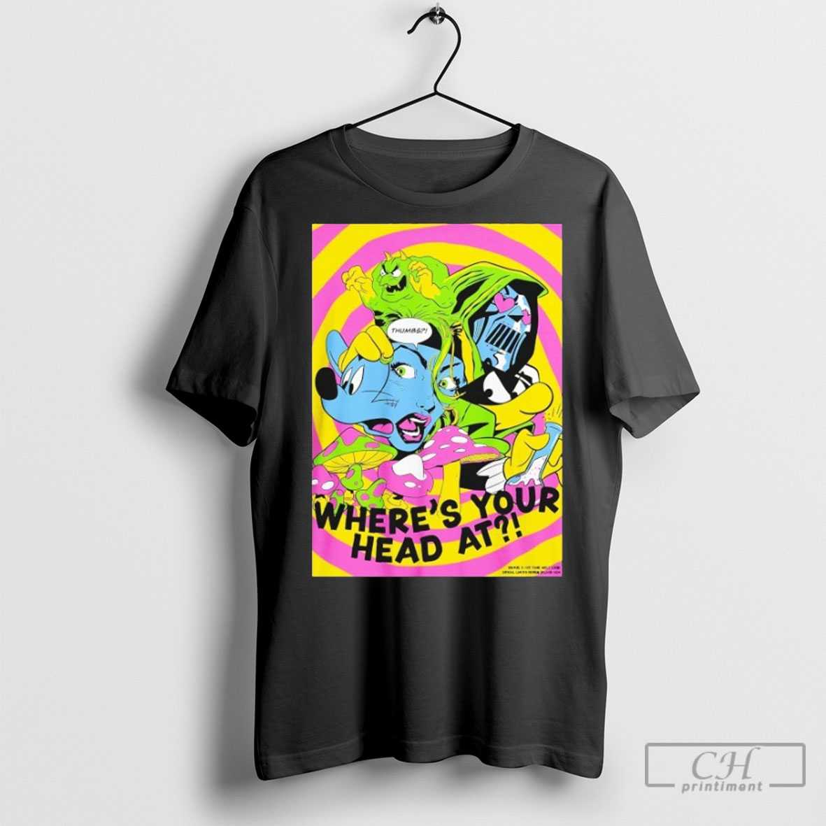 Mickey Mouse Wheres Your Head At Thumbs X Cut Your Wolf Loose T Shirt