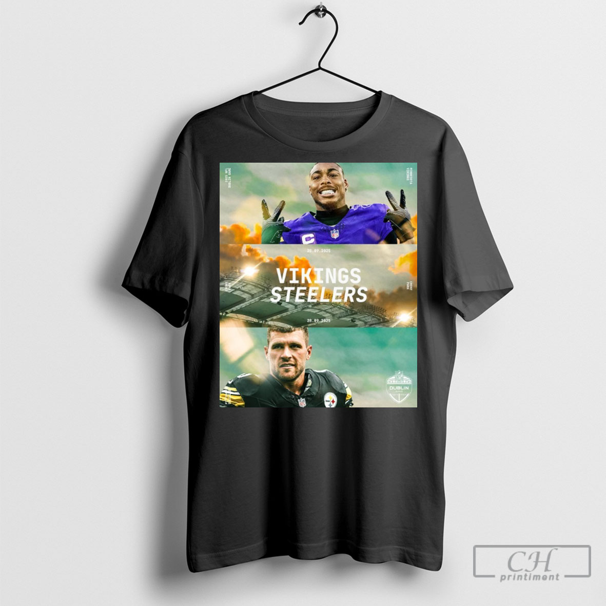 Minnesota Vikings Vs Pittsburgh Steelers 28 09 2025 Nfl Dublin Game Croke Park Poster Tee Shirt Sweatshirt