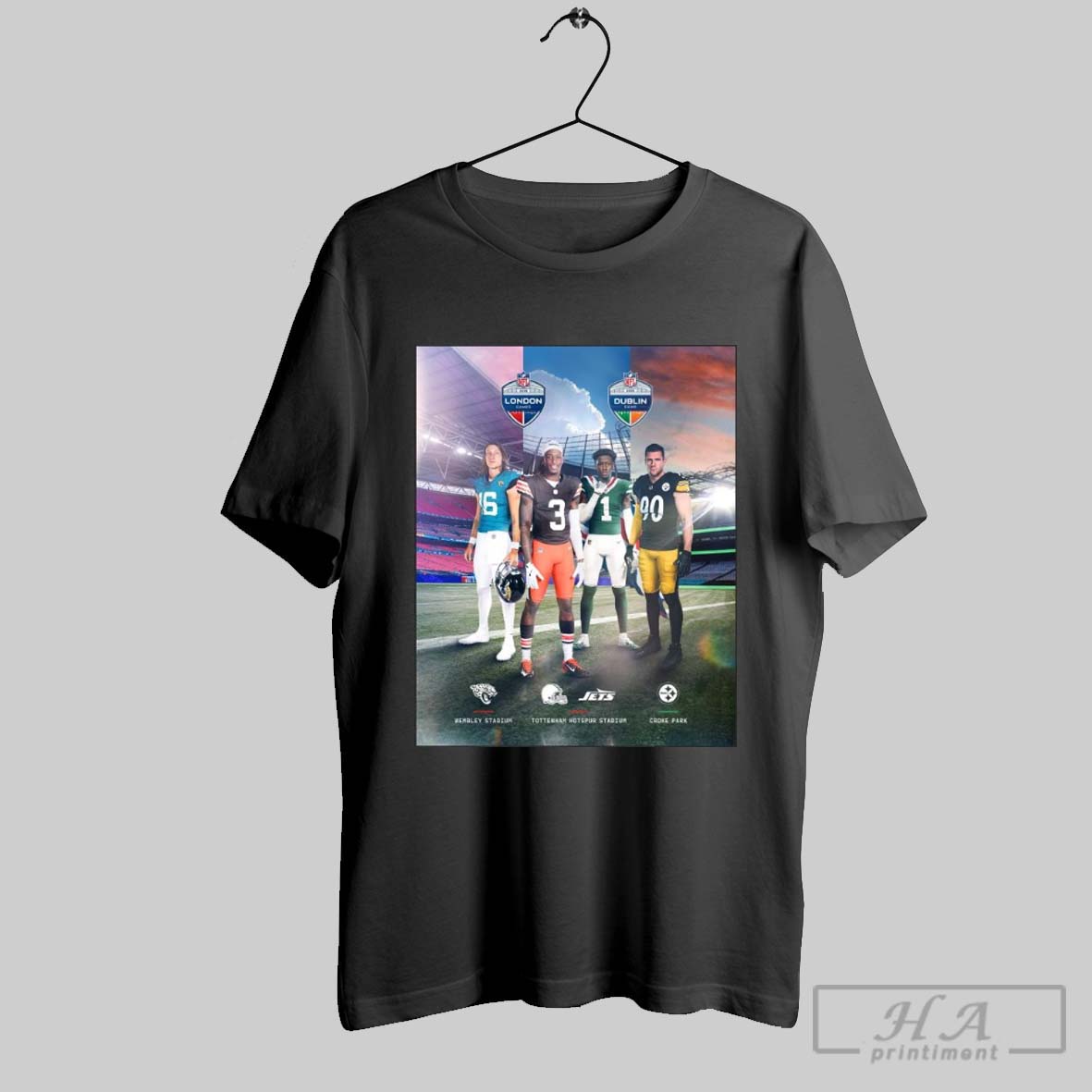 Nfl Jacksonville Jaguars Wembley Stadium Cleveland Browns New York Jets Tottenham Hotspur Pittsburgh Steelers Croke Park Poster T Shirt
