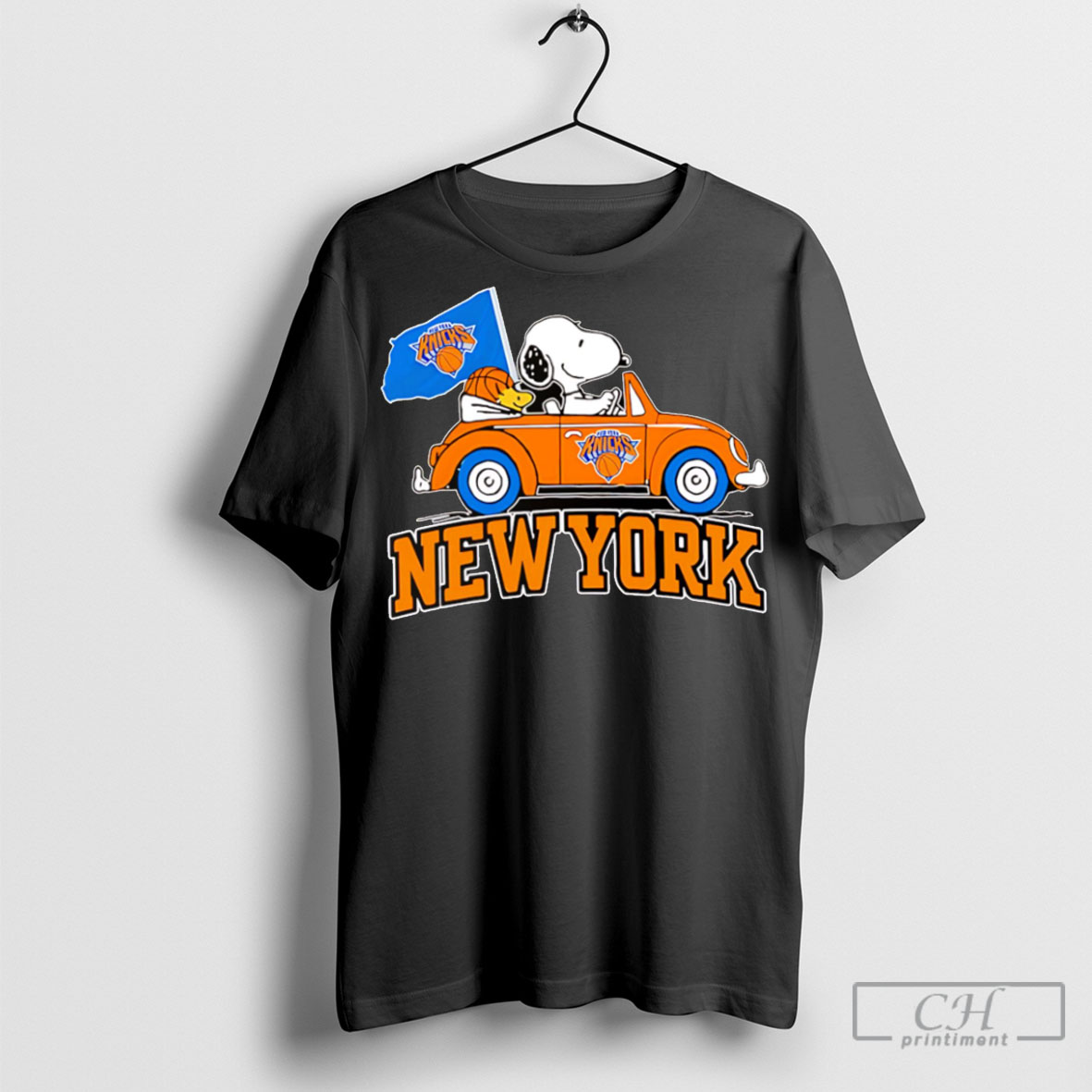 New York Knicks Snoopy And Woodstock Driving Car Shirt