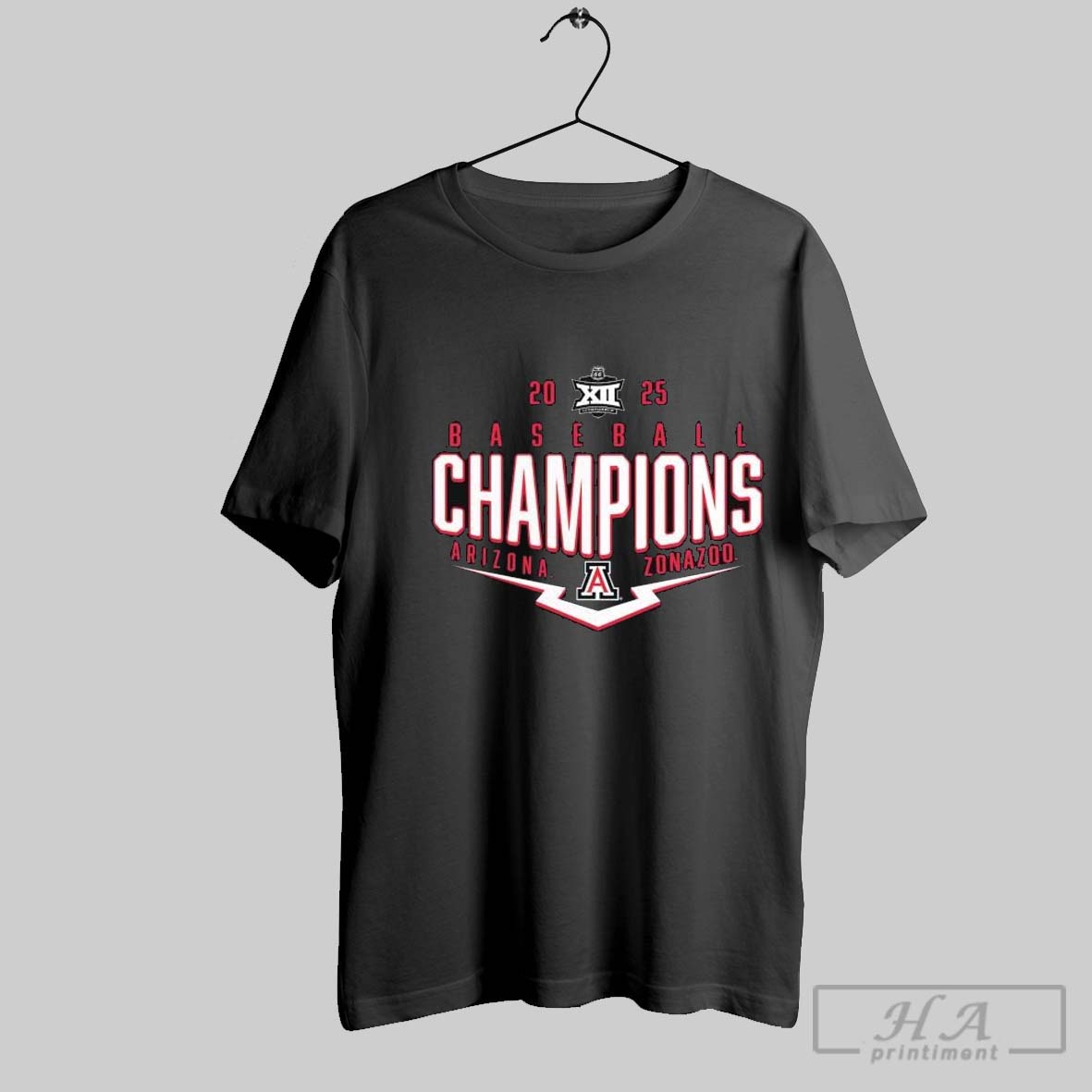 Official Arizona Wildcats 2025 Big 12 Baseball Conference Tournament Champions Playoff Pitch Zonazoo T Shirt