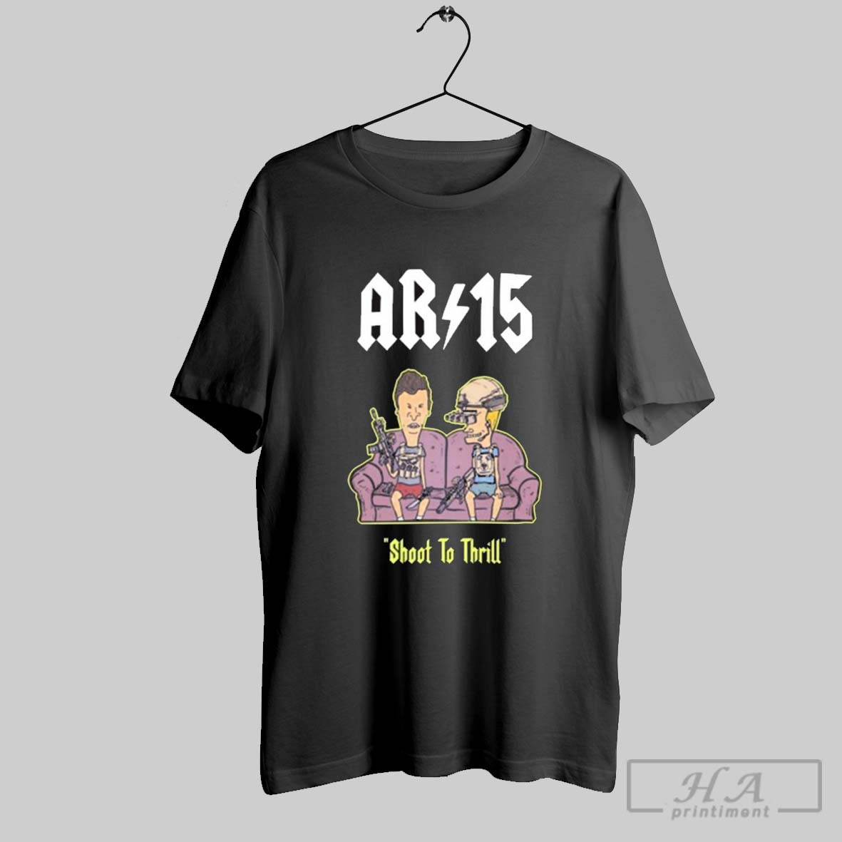 Official Beavis And Butthead Ar 15 Shoot To Thrill Painting T Shirt