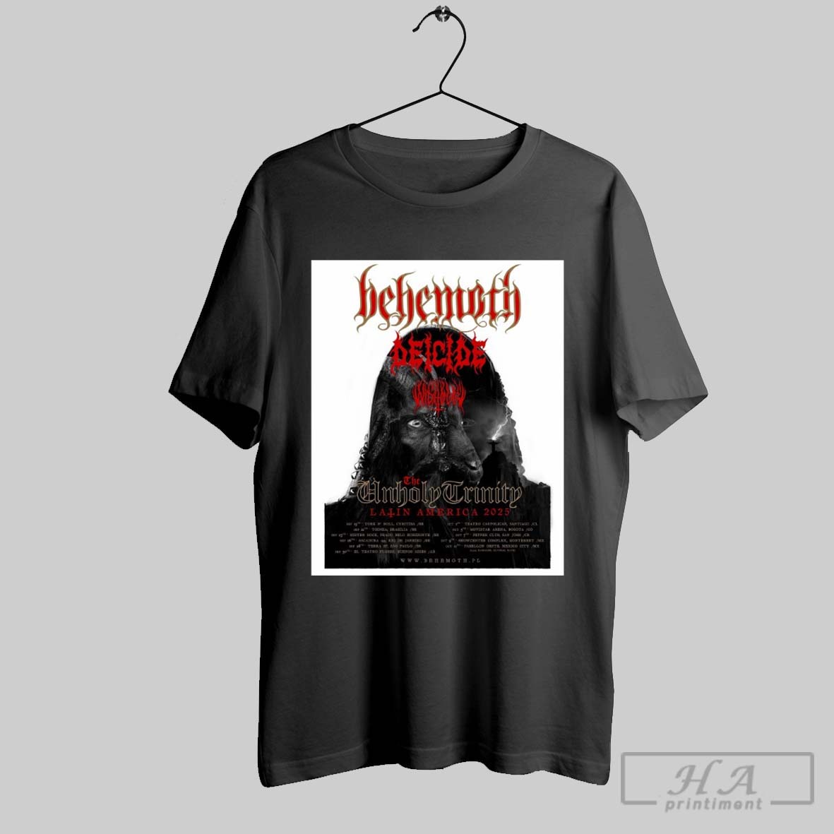 Official Behemoth The Unholy Trinity Latin America 2025 Sep 19 Tork N Roll Curitiba Sep 21 Toinha Brasilia Poster T Shirt