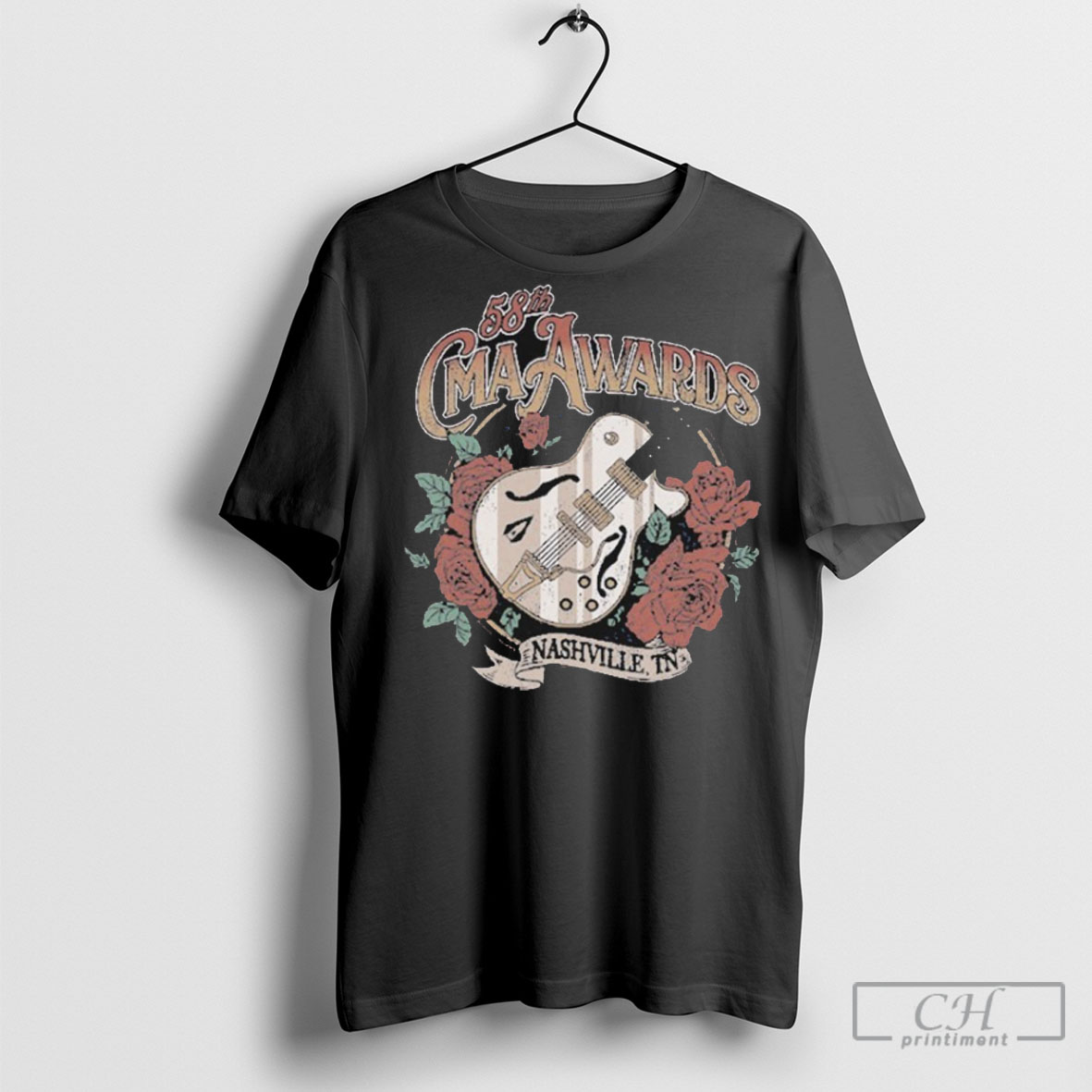Official Cma Awards 58th Guitar Roses Nashville Tn T Shirt