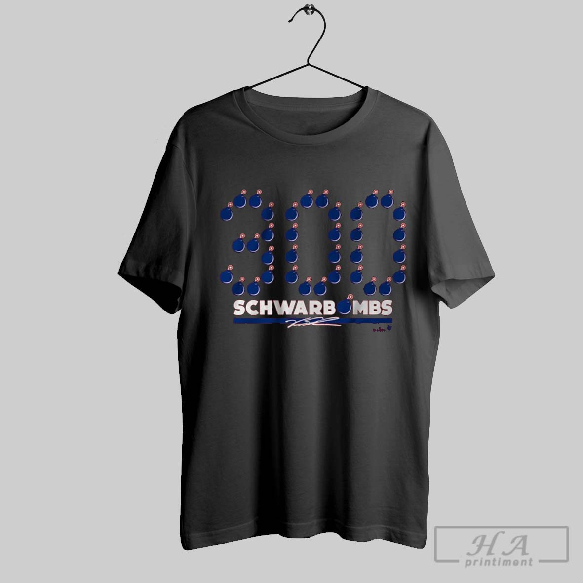 Official Kyle Schwarber 300 Schwarbombs Philadelphia Phillies Mlb Signature T Shirt