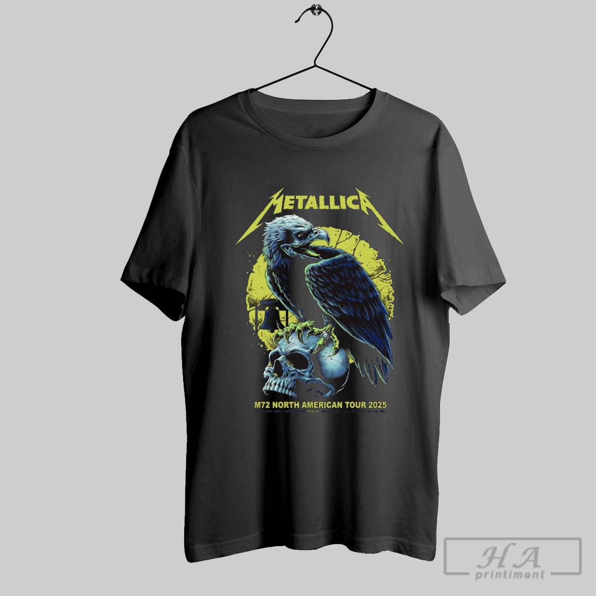 Official Metallica M72 North American Tour 2025 Columbus Philadelphia Tampa Houston Yellow Edtion T Shirt