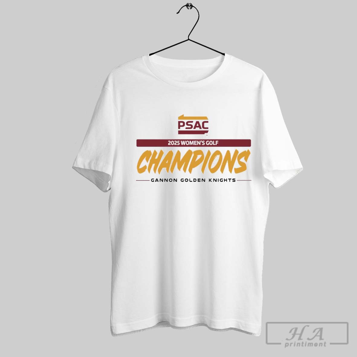 Official Psac 2025 Womens Golf Champions Gannon Golden Knights Logo T Shirt