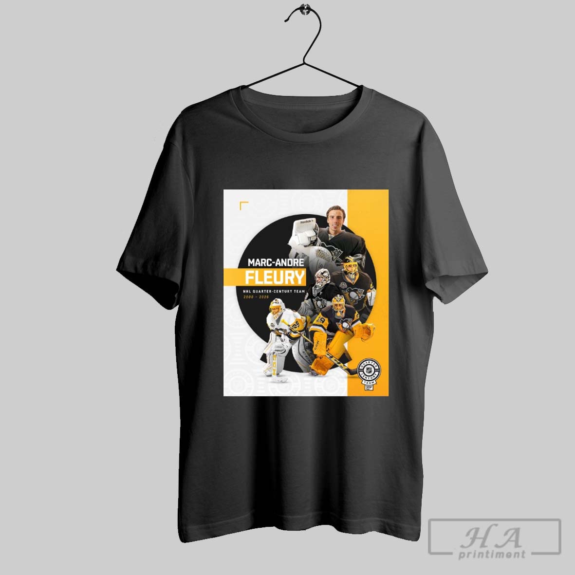Official Pittsburgh Penguins Marc Andre Fleury Nhl Quarter Century Team 2000 2025 Poster T Shirt