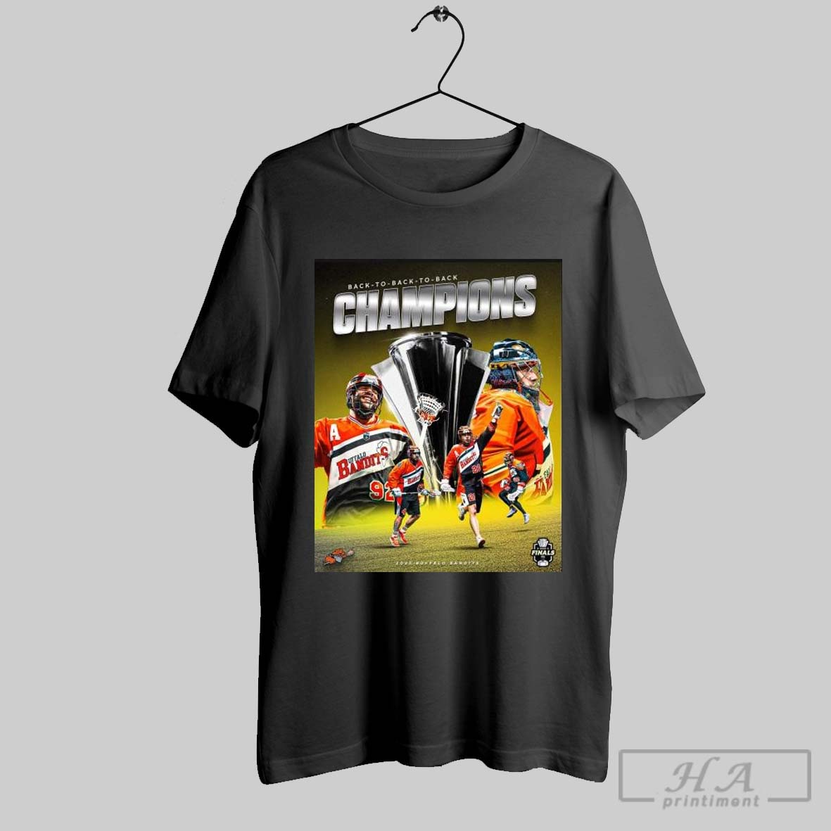 Official Poster Back To Back To Back Champions 2025 Buffalo Bandits Three Peat T Shirt
