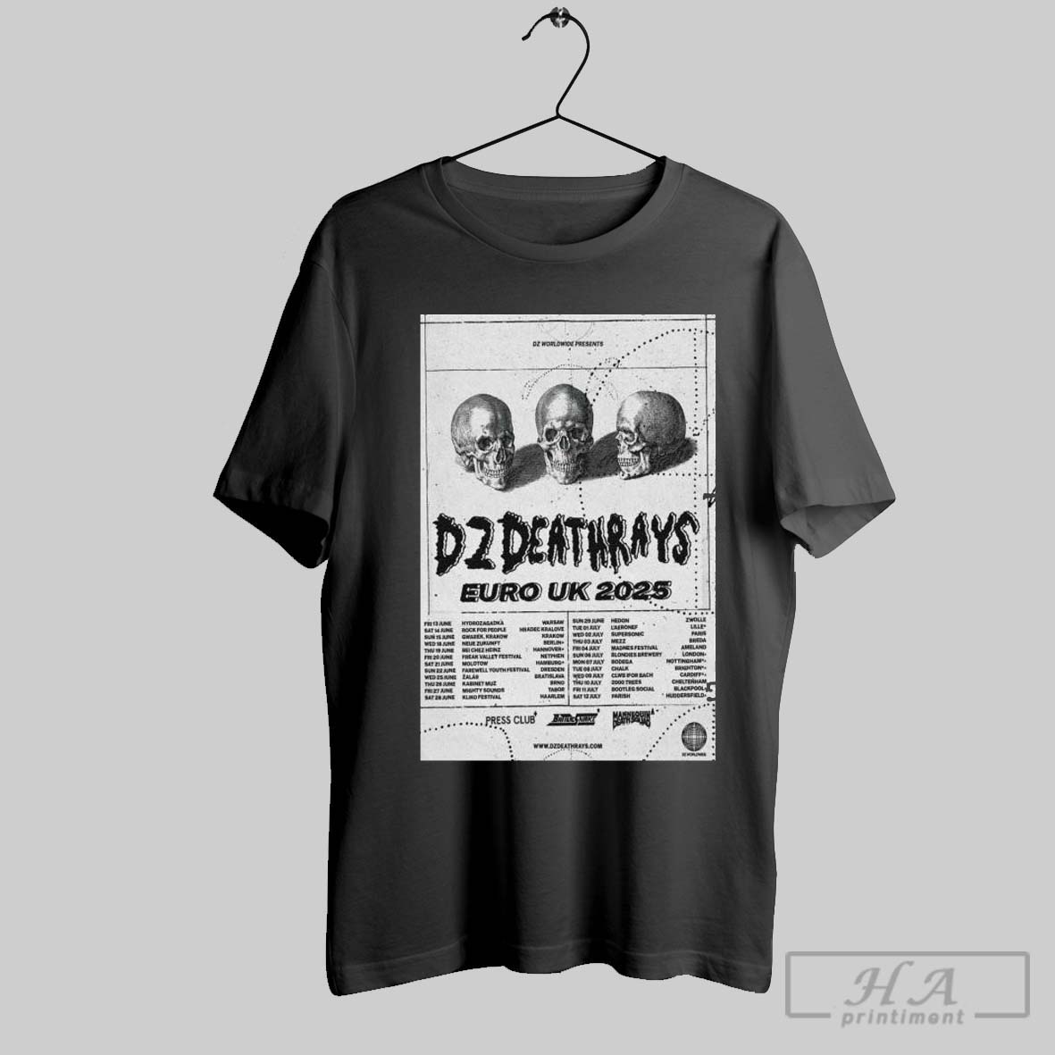 Official Poster Dz Deathrays Euro Uk Tour 2025 T Shirt
