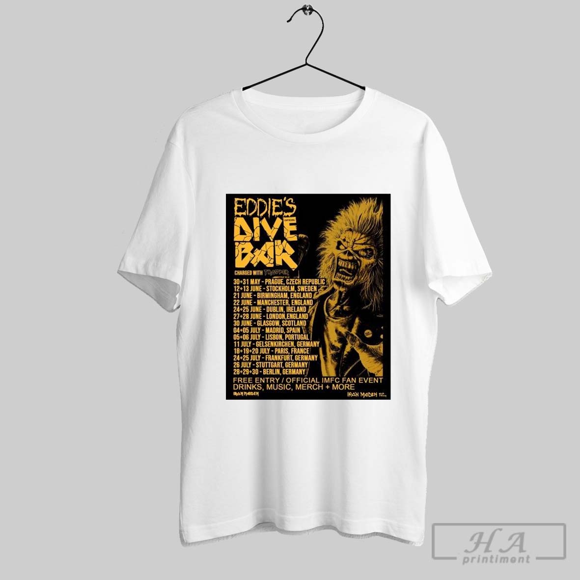 IRON MAIDEN Tシャツ EDDIE'S DIVE BAR 現地購入 Iron Maiden Eddie's Dive Bar Charged With Trooper 2025 Run