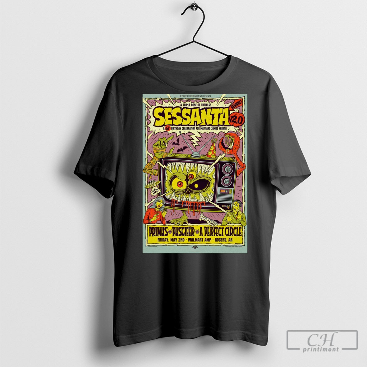 Official Poster Sessanta V 2 0 Primus Puscifer And A Perfect Circle Walmart Amp Rogers Ar Friday May 2 2025 Tour T Shirt