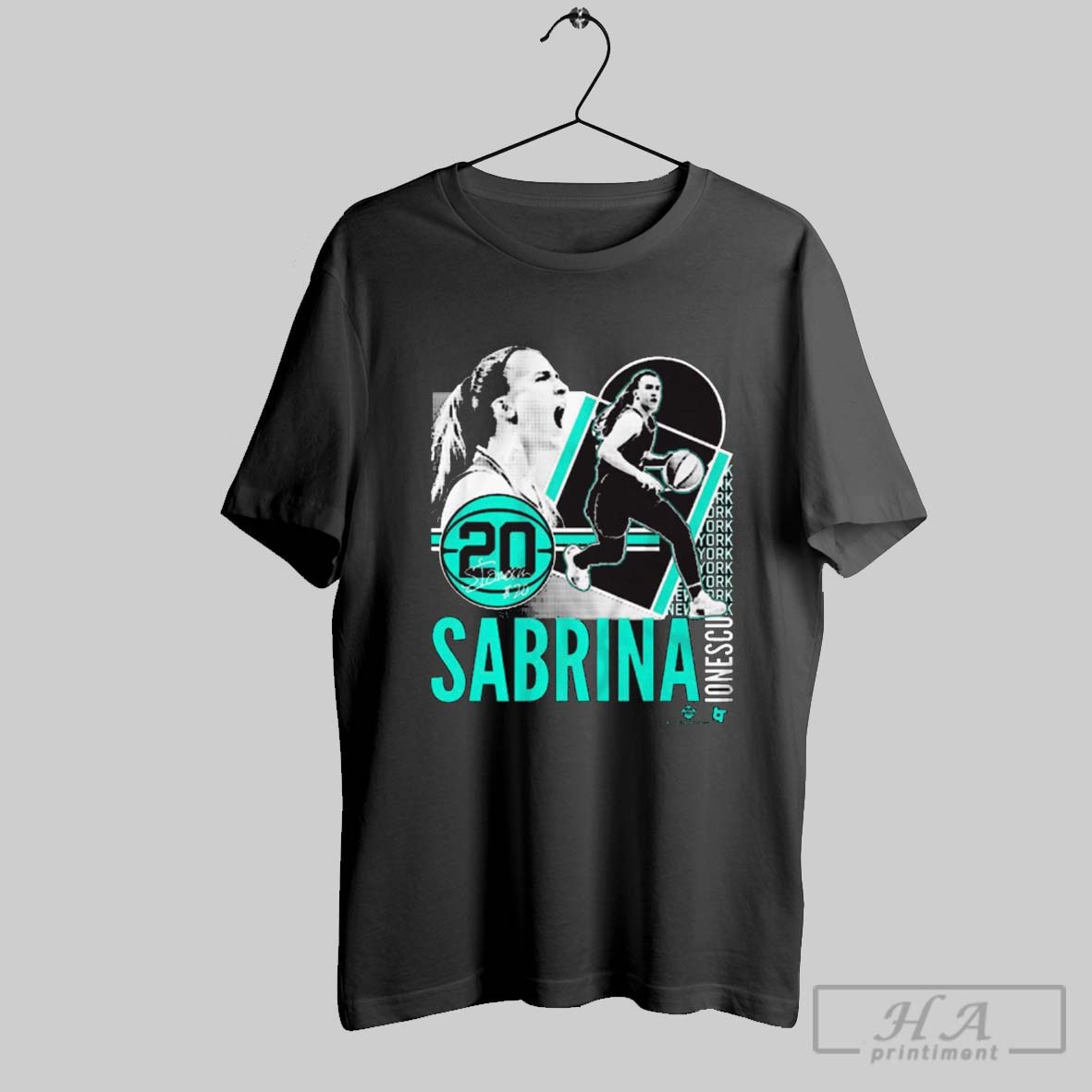 Official Sabrina Ionescu 20 New York Liberty Basketball Collage Frame Signature T Shirt