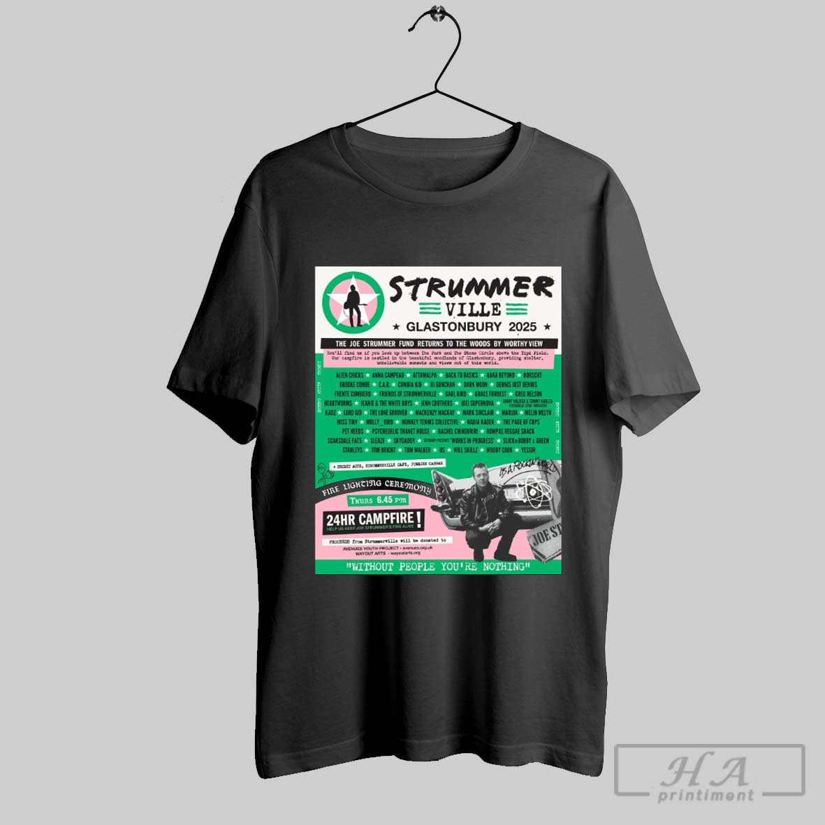 Official Strummerville Ville Glastonbury 2025 The Joe Strummer Fund Returns To The Woods By Worthy View Poster T Shirt