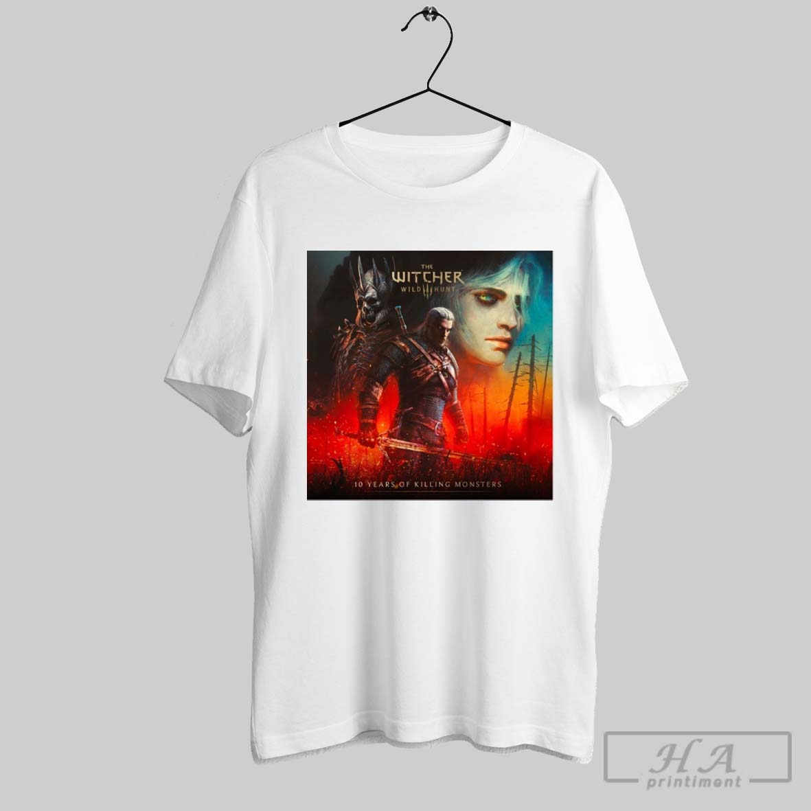 Official The Witcher Wild Hunt 10 Years Of Killing Monsters 2025 Poster T Shirt