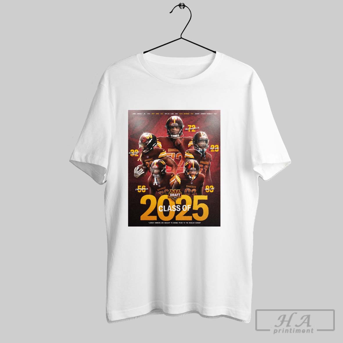 Official Washington Commanders Draft 2025 Class Of 2025 Jacory Merritt Josh Conerly Jr Trenayvian Amos Jaylin Lane Kain Medrano Poster T Shirt