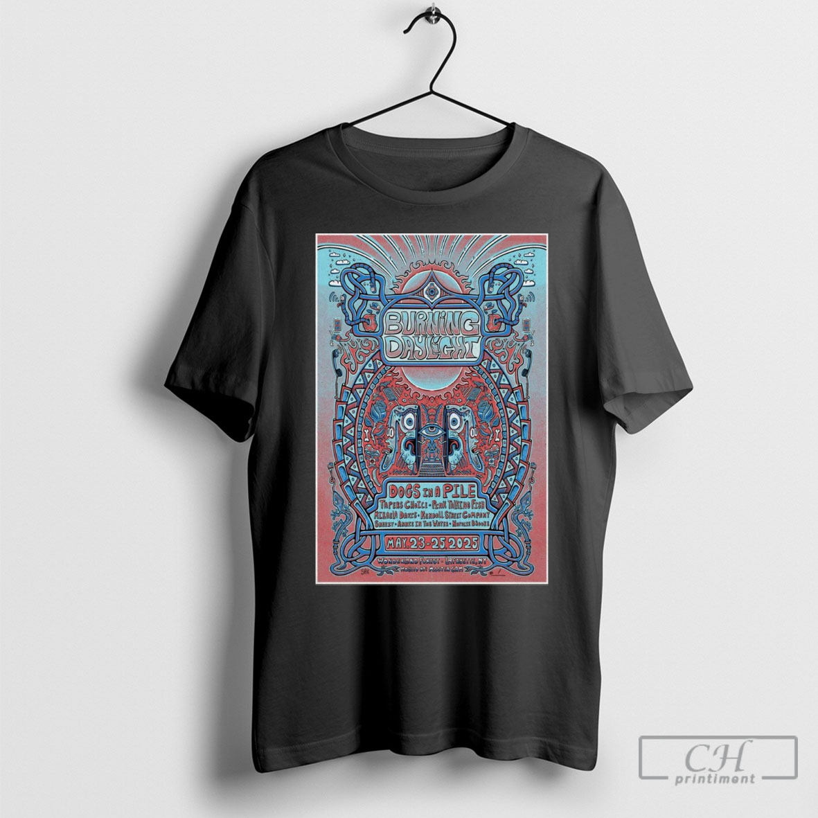 Officialposter Burning Day Light Dogs In A Pile Wonderland Forest Lafayette Ny May 23 25 2025 Concert Tee Shirt Sweatshirt