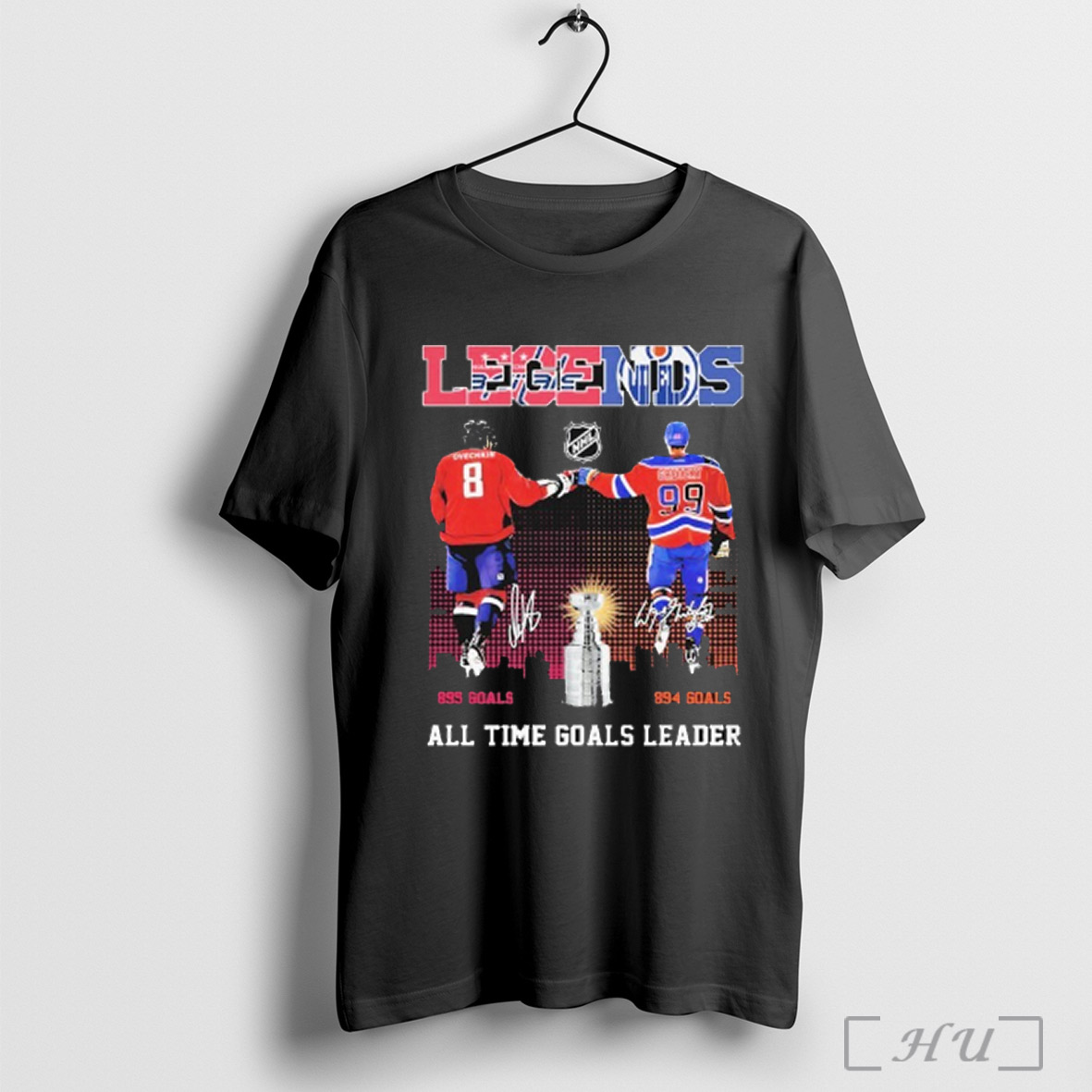 Officials Alex Ovechkin 895 Wayne Gretzky 894 Washington Capitals Edmonton Oilers Legends All Time Goals Leader Nhl Trophy T Shirt Sweatshirt