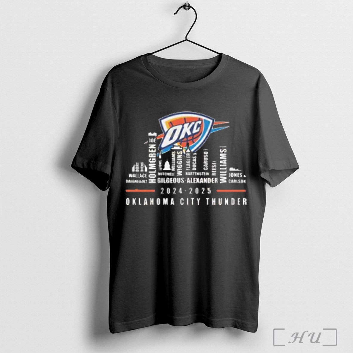 Oklahoma City Thunder 2024 2025 Skyline Names T Shirt Sweatshirt