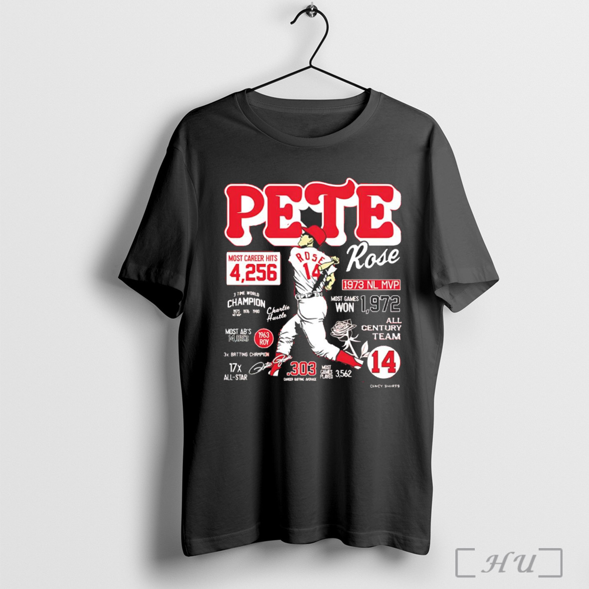 Pete Rose Player Cincinnati Reds Career Stats T Shirt Sweatshirt