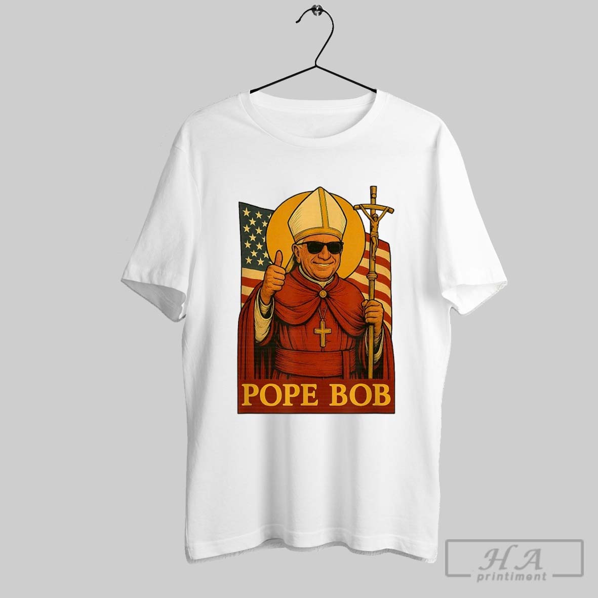 Pope Leo Xiv Pope Bob First American Flag T Shirts