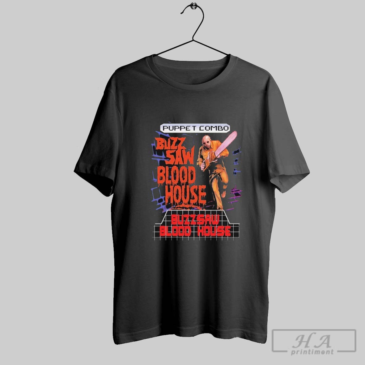 Puppet Combo Buzz Saw Blood House T Shirts