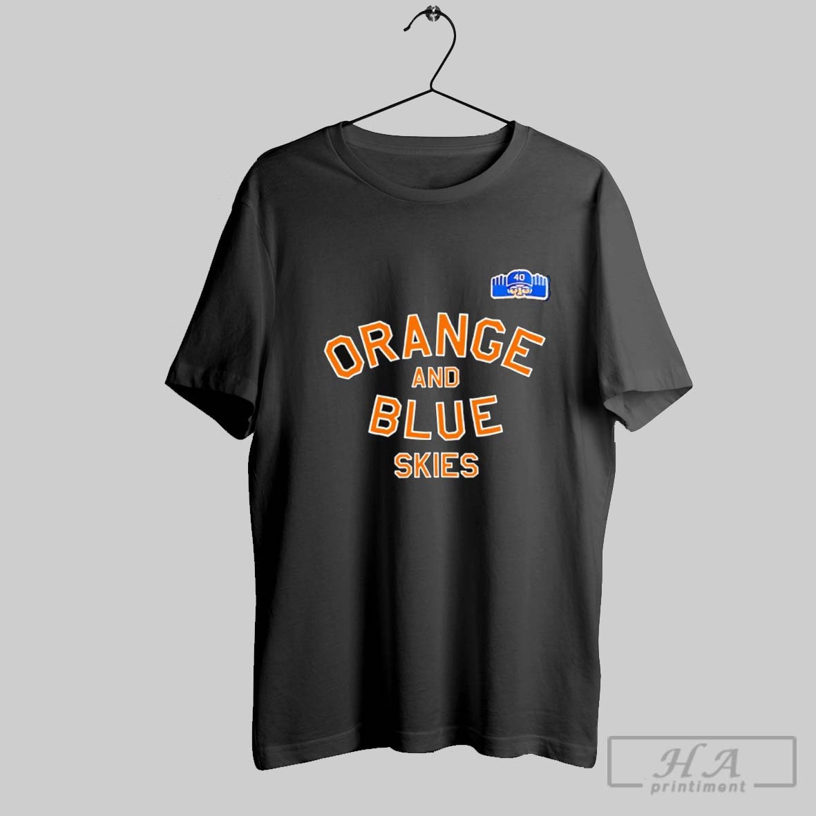 Spike Lee Wearing Orange And Blue Skies Knicks Fan Shirt