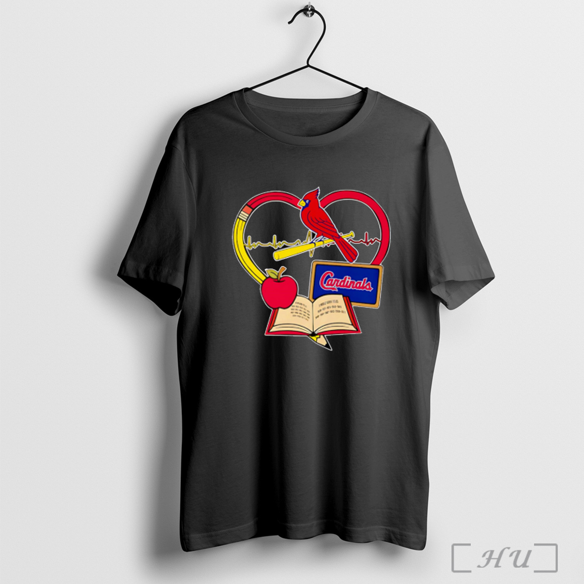 Teacher Pencil Apple Heart St Louis Cardinals T Shirt Sweatshirt