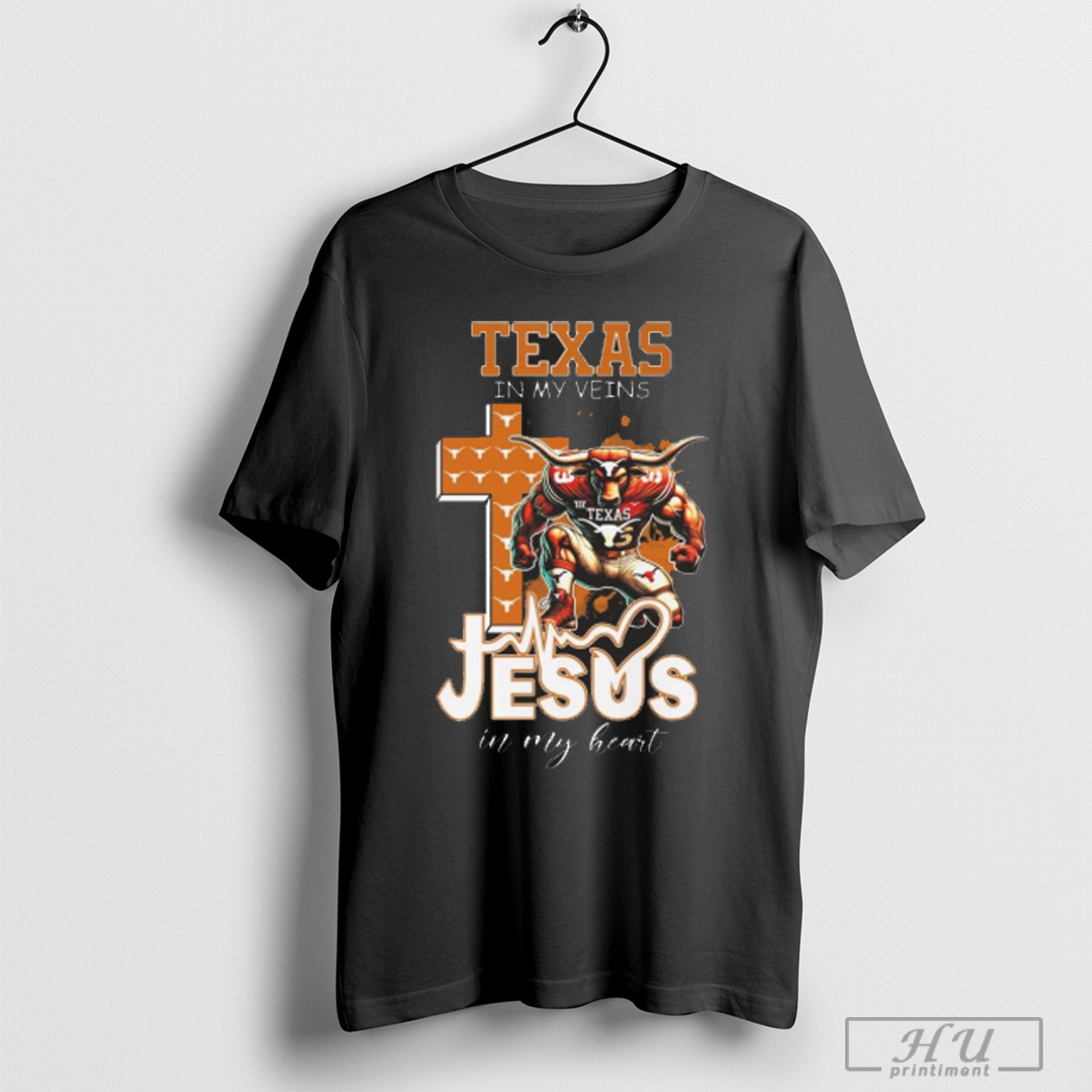 Texas Longhorns In My Veins Jesus In My Heart Mascot 2025 T Shirt Sweatshirt