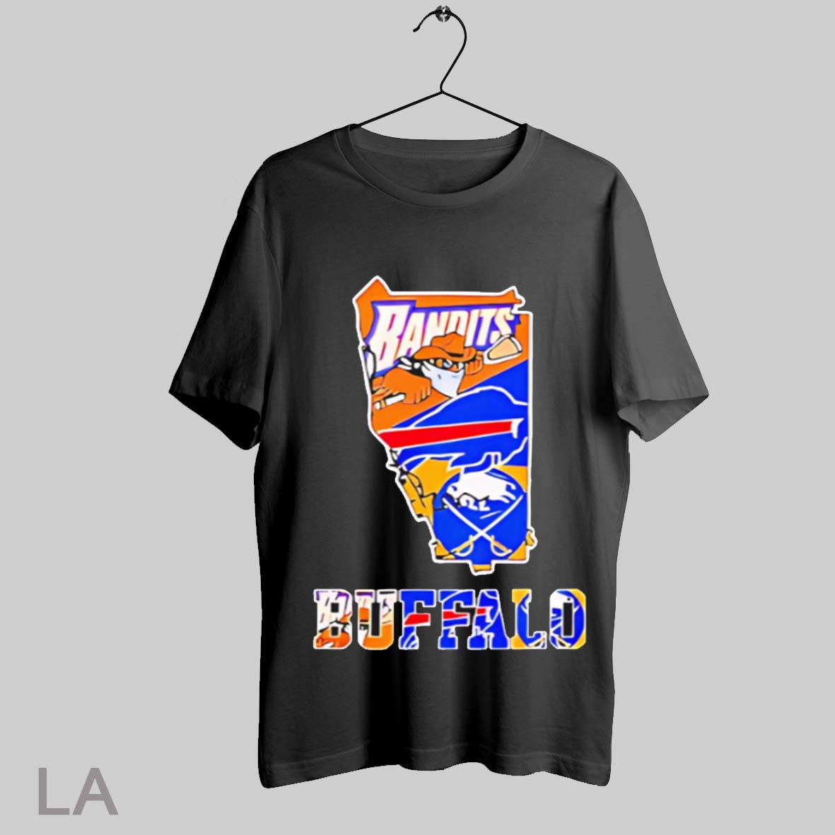 Top Bandits Buffalo Sports Team Crossover Logo Graphic Orange Blue State Outline Design T Shirt Sweatshirt Hoodie Shirt