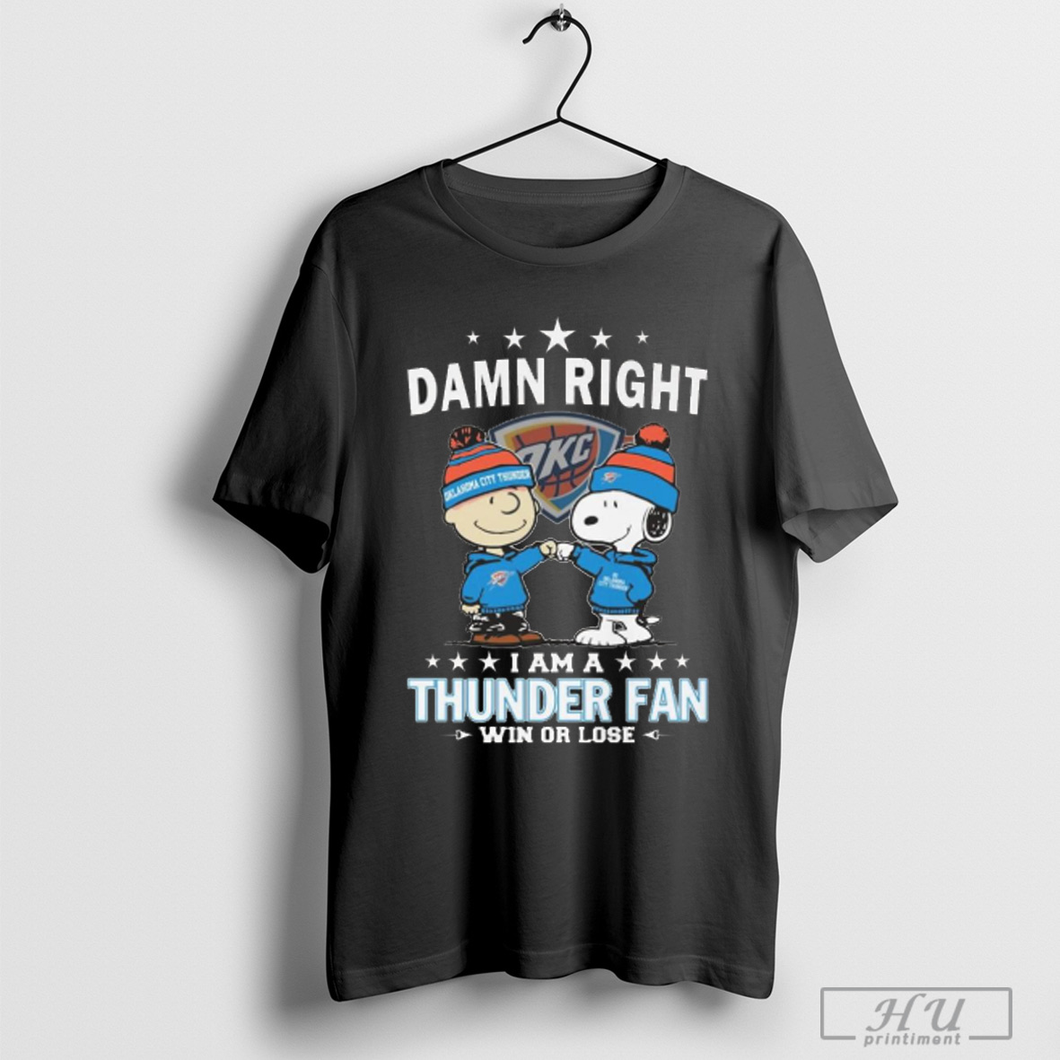 Trending Charlie Brown And Snoopy Damn Right I Am A Oklahoma City Thunder Fan Win Or Lose 2025 T Shirt Sweatshirt