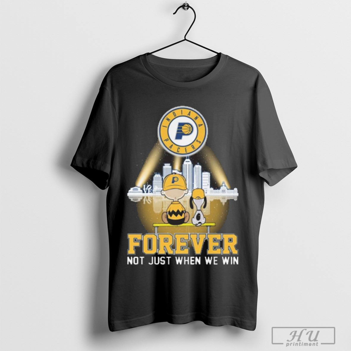 Trending Charlie Brown And Snoopy Watching City Indiana Pacers Forever Not Just When We Win 2025 T Shirt Sweatshirt