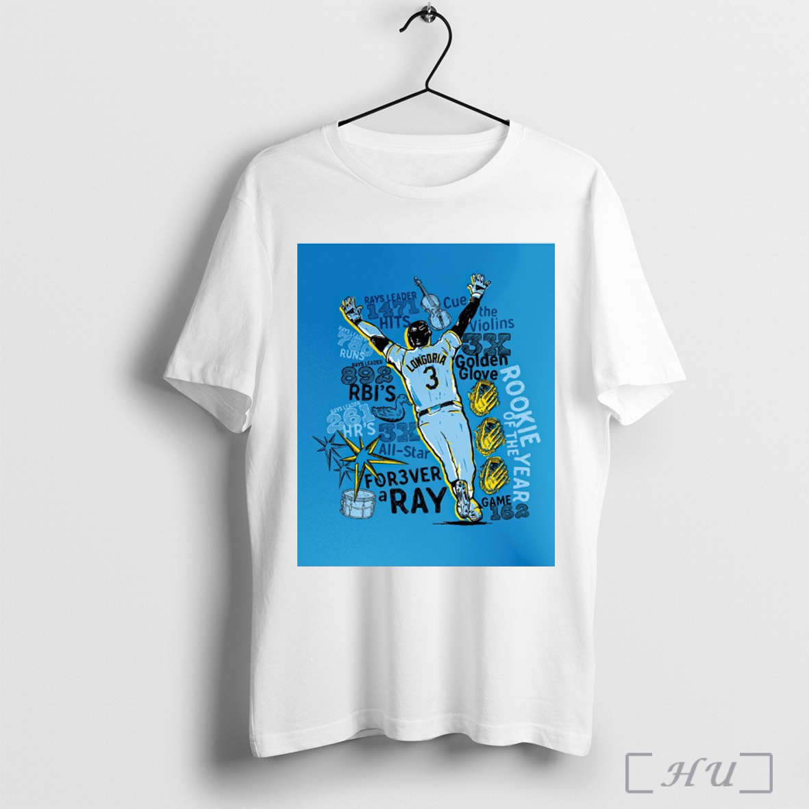 Trending Tampa Bay Rays Leader 1471 Hits Leader 780 Runs Cue The Violins 3x Golden Glove Rookie Of The Year Poster T Shirt Sweatshirt