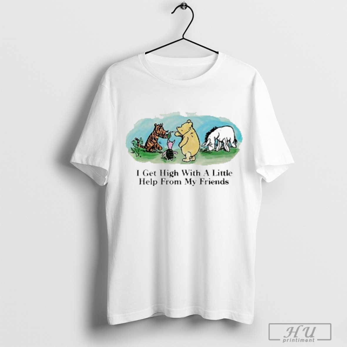 Trending Winnie The Pooh Piglet Eeyore And Tigger I Get High With A Little Help From My Friends Cigarettes T Shirt Sweatshirt